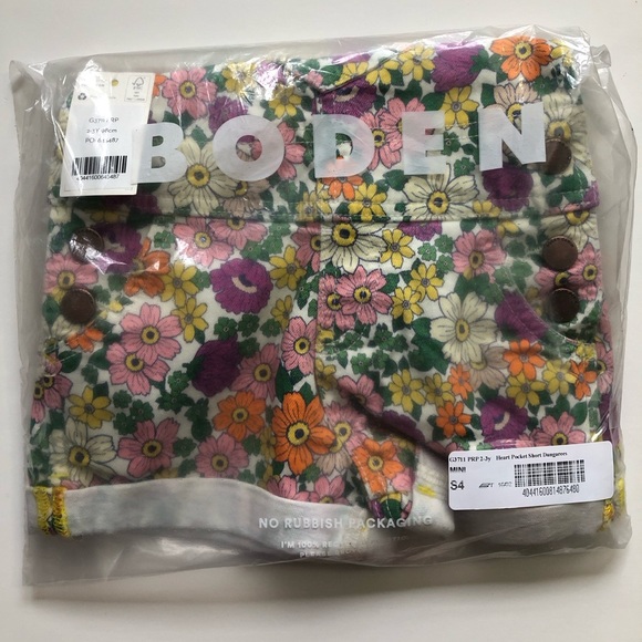 NWT Mini Boden Heart Pocket Short Dungaree - Picture 4 of 7